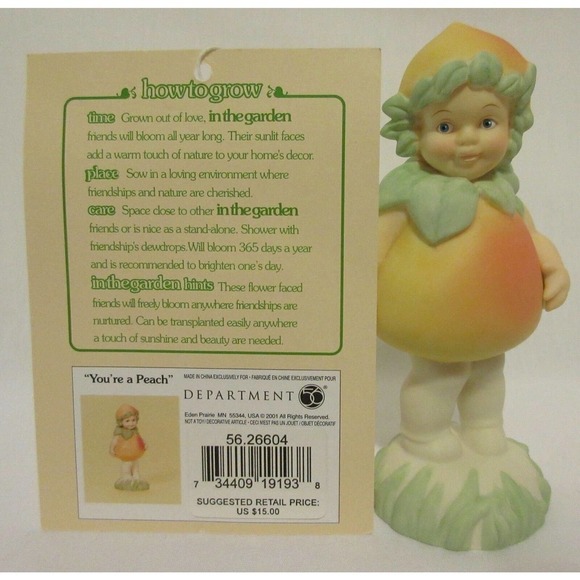 Department 56 In The Garden 2001 "I Love You Baby" 56.26604 Baby Peach Figure - Picture 10 of 10